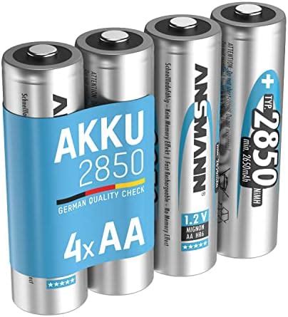 ANSMANN Piles Rechargeables Mignon AA NiMH 2850 MAh 1 2 V Lot De 4