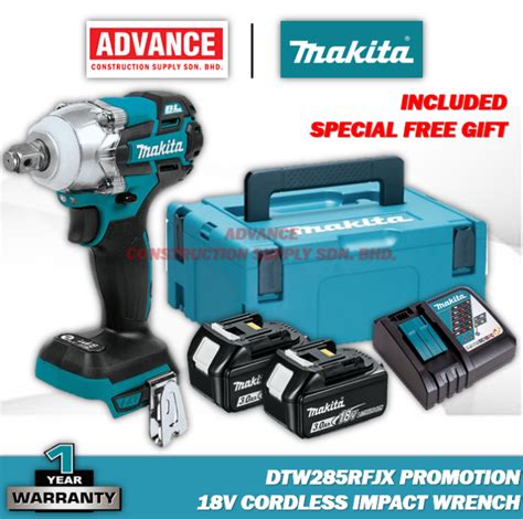 MAKITA DTW285 DTW285RFJX 18V Brushless Cordless Impact Wrench 12.7 mm ...