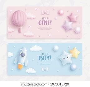Set Baby Shower Invitation Cartoon Hot Stock Vector Royalty Free