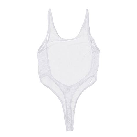 Womens Sheer Mesh Swimwear Backless Thong Leotard Bikini Bodysuit Swimsuit Ebay
