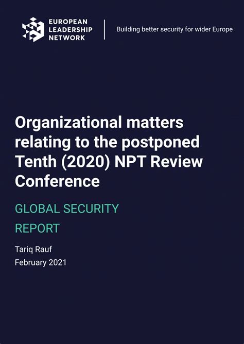 Pdf Organizational Matters Relating To The Postponed Tenth 2020 Npt