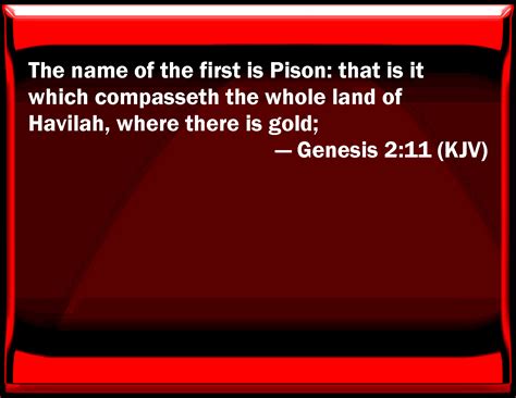 Genesis 2:11 The name of the first is Pison: that is it which compasses the whole land of ...