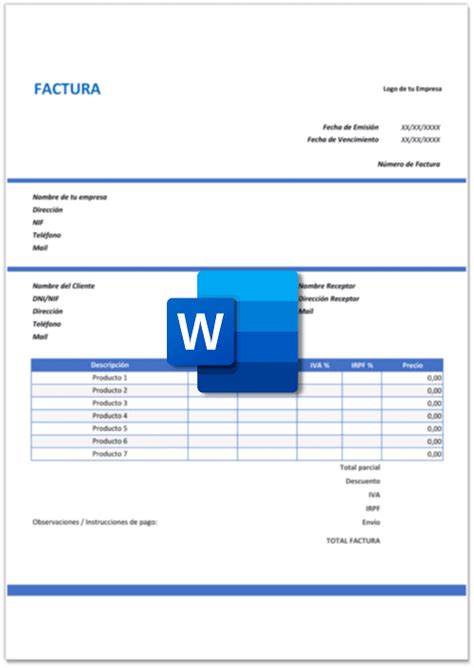 Plantillas Factura Simplificada Excel Word Y PDF GRATIS