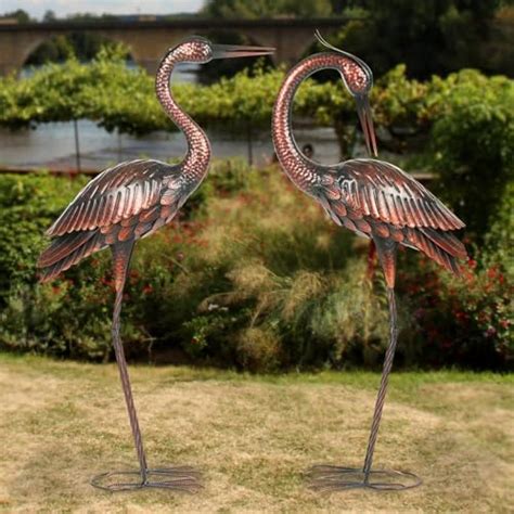 Kircust Crane Garden Sculptures Statues Heron Decoy Large Size Metal