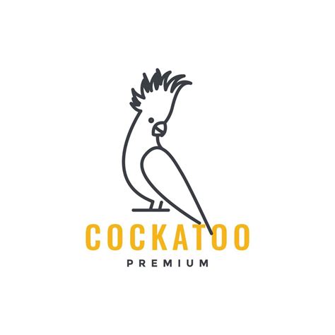 beauty bird cockatoo fur beak  art minimal logo design vector