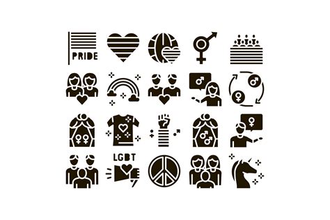 Lgbt Homosexual Gay Glyph Set Vector Graphic By Pikepicture Creative Fabrica