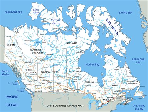 Canada Physical Map with States
