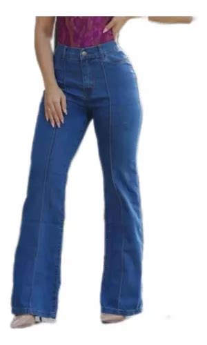 Calça Feminina Jeans Wide Leg Pantalona Flare Boca De Sino