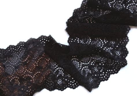 Black Stretch Lace Wide Elastic Lingerie Lace Width Inch Cm Etsy