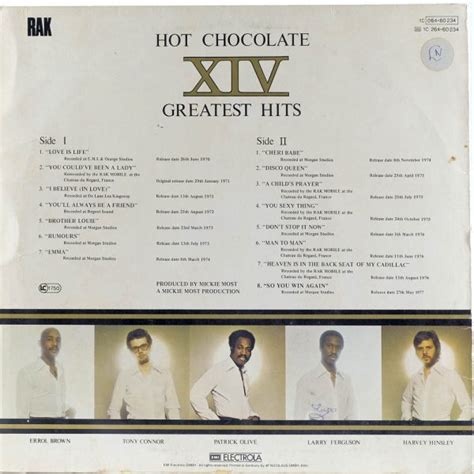 Hot Chocolate XIV Greatest Hits Raw Music Store