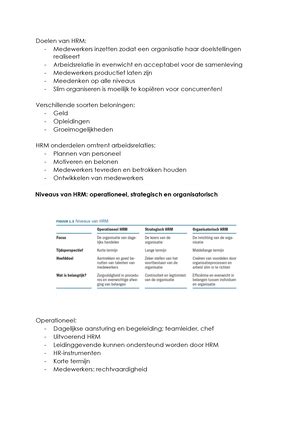 Samenvatting Inleiding HRM H 1 6 12 En 13 Samenvatting Inleiding