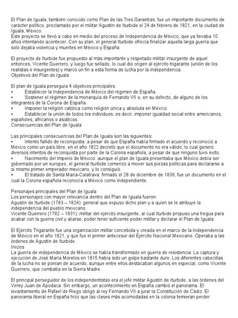 El Plan De Iguala Pdf México