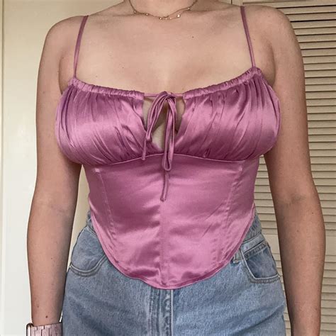 Glassons Pink Ruched Back Corset Top Size Depop