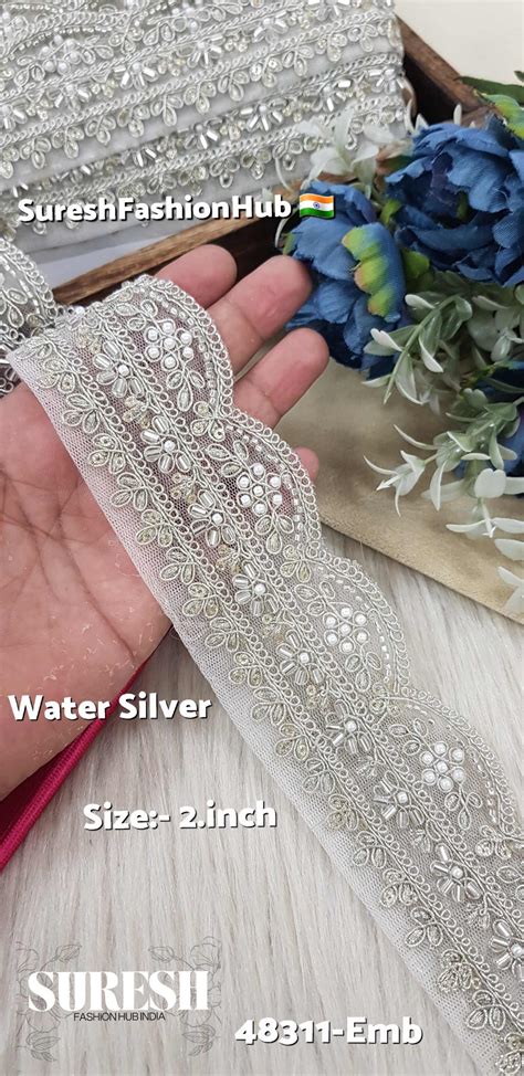 water silver scalloped embroidery lace suresh fashion hub india