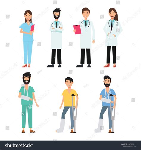 Doctor Sick People Broken Arm Broken Stock Vector Royalty Free