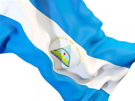 Waving flag closeup. Illustration of flag of Nicaragua