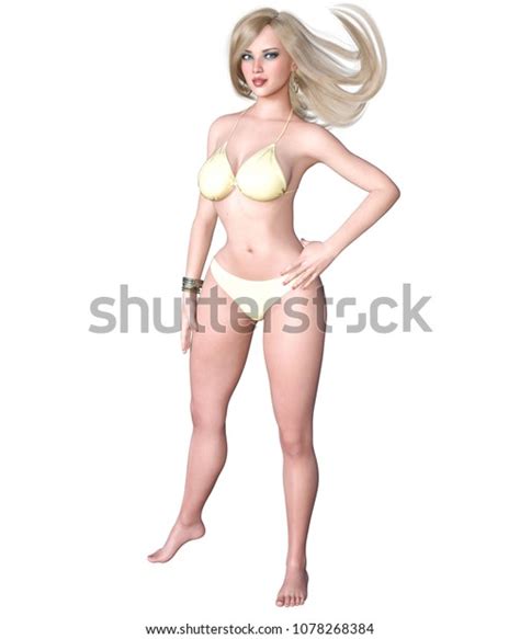 D Beautiful Blond Woman Swimsuit Bikini Stock Illustration Shutterstock