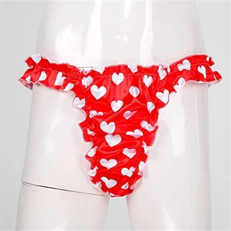 CHICTRY Herren Satin Slip Unterwäsche Rüschen Unterhose Tanga Strings Bikini Briefs Super Weich