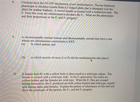 Solved Chickens Have The ZZ ZW Mechanism Of Sex Chegg