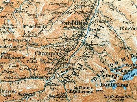 Antique 1913 Martigny Switzerland Map From Baedekers Guide | Etsy