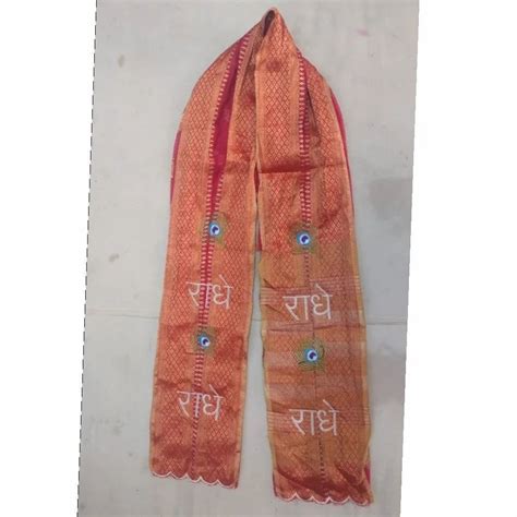 Red Radhe Radhe Peach Cotton Printed Fatka For Religious Purpose Size