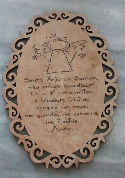 Quadrinho oração do Anjo da Guarda em placa de mdf cortada a laser