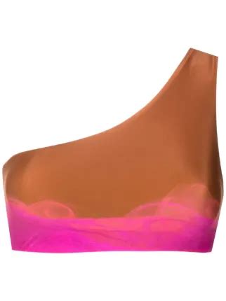 Lenny Niemeyer Abstract Print Off Shoulder Bikini Top Brown FARFETCH