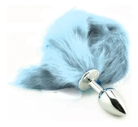 Tapón anal de felpa con forma de zorro azul mediano 8 x 3 4 cm MercadoLibre