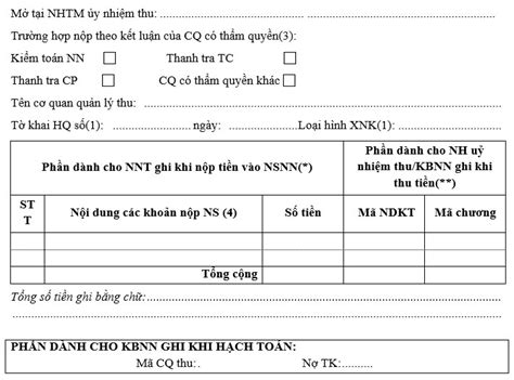 don xin cap giay nop tien vao nsnn bang tien mat