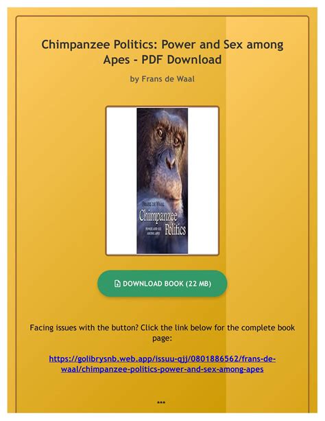 Pdf Ebook Chimpanzee Politics Power And Sex Among Apes By Frans De Waal By Heloisehoegerow Issuu