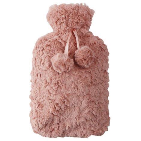 L Hot Water Bottle With Faux Fur Cover Comfort Pain Relief For Neck Back Shoulder Legs