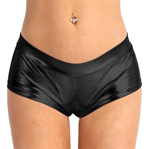 Damen Lederoptik Hotpants Wetlook Kurze Shorts Hosen Unterwäsche Gogo