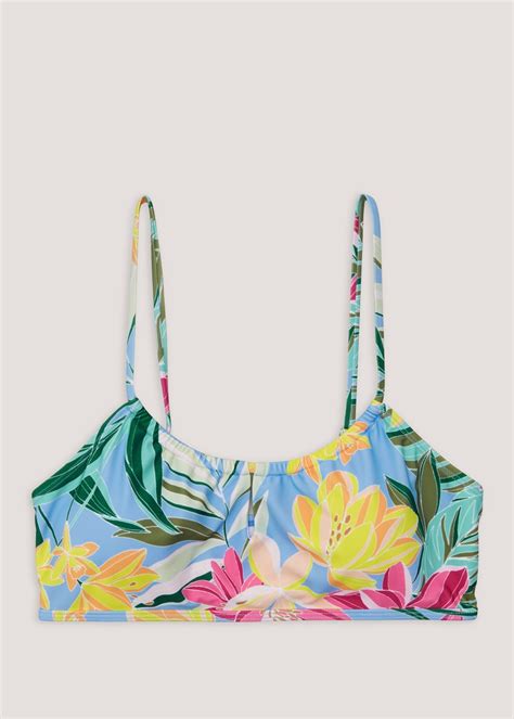 Multicoloured Tropical Floral Cropped Bikini Top Matalan