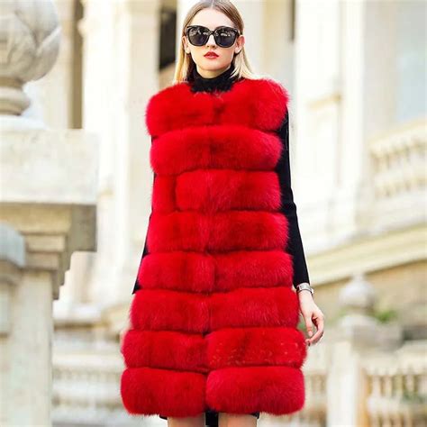 Women Fur Vest Long Vests Winter Thick Warm Faux Fox Furry Vest Fashion