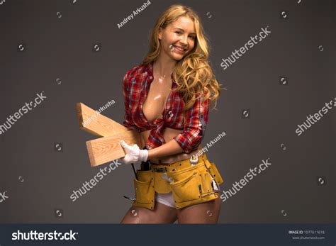 Sexy Beautiful Blonde Girl Isolated Over Stock Photo