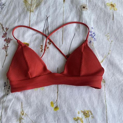 H M Red Bikini Top In Size Red H M Bikini Depop
