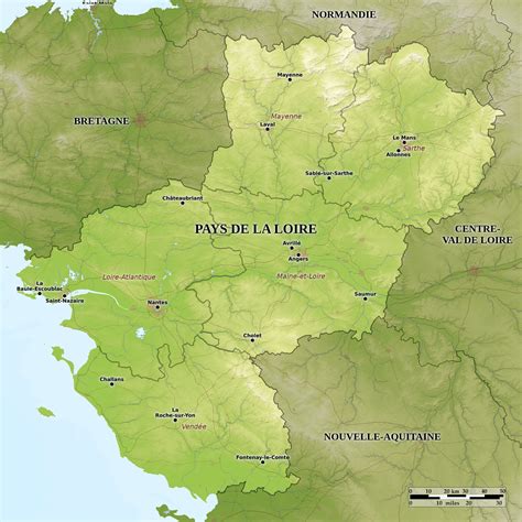 Blue Green Atlas Free Relief Map Of France Pays De La Loire