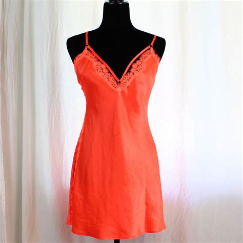 Victoria S Secret Baby Doll Nightie Orange Medium Harness Straps Lace Negligee Lingerie Etsy