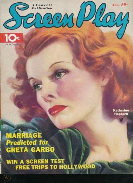 Katharine Hepburn Screen Play Magazine November 1935 Cover Photo United States