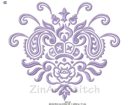 Machine Embroidery Design Damask Element Victorian Design Etsy