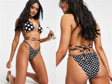 DESIGN Czarno biały dół od bikini w groszki S 12628948668 oficjalne archiwum Allegro