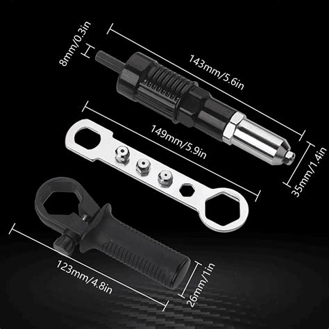 Rivet Gun Adapter Kit With Handle Grip Riveter Drill Attachment