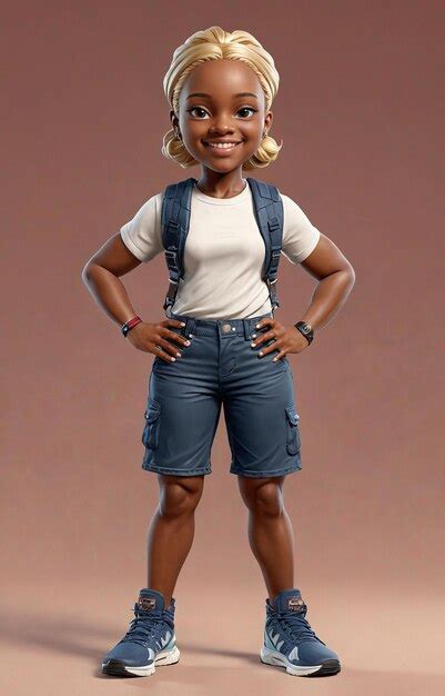 Premium Photo A Doll With Blonde Hair And A White Shirt And Blue Shorts