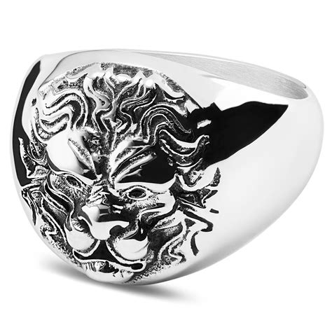 Silver Tone Leo Signet Ring Moody Mason Free Shipping