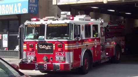 Fdny Tiller Ladder 6 Engine 9 Responding Youtube