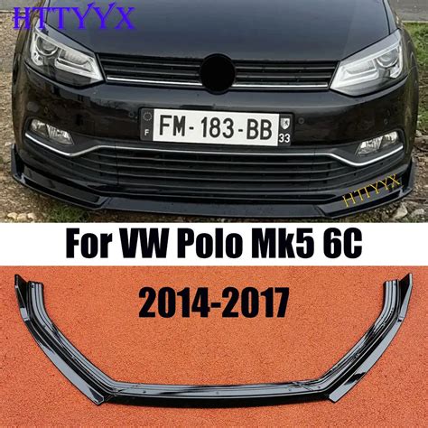 Httyyx Fit For Volkswagen Polo Mk5 6c Standard Facelift 2014 2015 2016 2017 Gloss Black Front