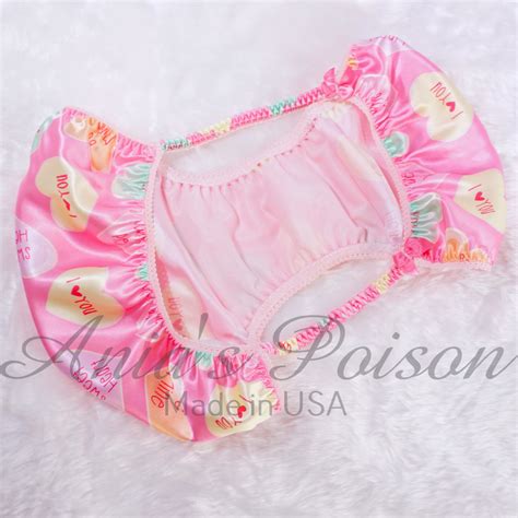 Valentines Day Pink Conversation Hearts SATIN Mens String Bikini Panties Sissy Panties