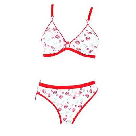 Red And White Cotton Sejal Printed Lingerie Set At Piece In New Delhi ID