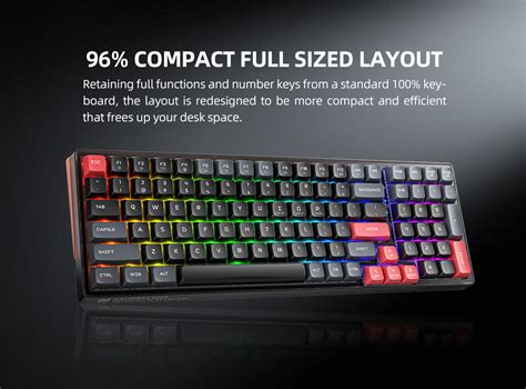 Machenike K Lite Wired Mechanical Keyboard Key Rgb Backlit Hot Swappable Brown Red Switch