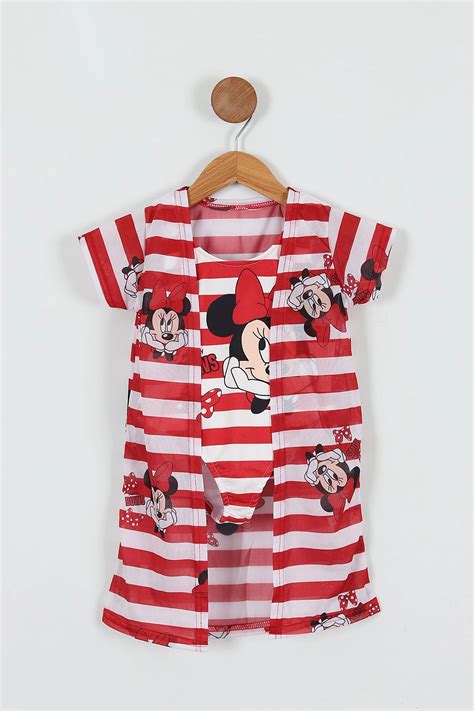 Kırmızı Yaş Pareolu Desenli Kız Çocuk Bikini Mayo Takım TL Modamizbir